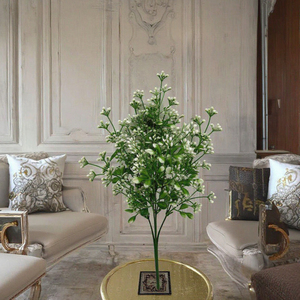 Small <strong>White</strong> Flower <strong>Bouquet</strong> with <strong>Green</strong> Simulation Plant Christmas Easter Halloween Gifts for <strong>Weddings</strong> <strong>and</strong> Valentine's Day - Product Image 3