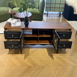 Factory Direct Sales of <b>Walnut</b> Wood Colored Round Coffee <b>Tables</b>, Retro French Living Room Solid Wood Coffee <b>Table</b> Sets - Product Image 2