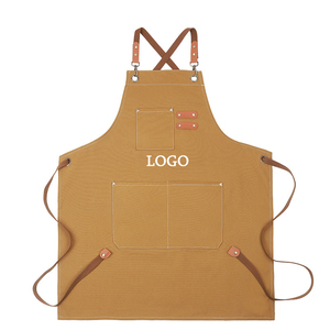 Prix usine Logo personnalisé confortable dos croisé lavé coton toile outil travail <span class=keywords><strong>cuisine</strong></span> cuisson cuisson Chef <span class=keywords><strong>tablier</strong></span> - Product Image 3