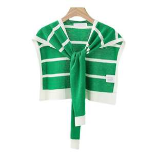 เสื้อปอนโชสำหรับผู้หญิงเสื้อสเวตเตอร์ถักลายทางสำหรับฤดูร้อน - Product Image 1