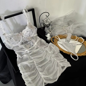 Nouvel Arrivage Ensemble de Lingerie à Bretelles en Maille Transparente pour Femme avec Jupe Courte, Vente en Gros - Product Image 6