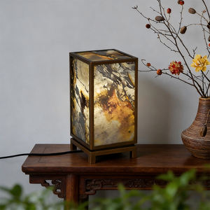 Elegantly Modern Eco-Friendly <b>LED</b> Warm <b>Light</b> Middle Bronze Natural Stone Table Lamp for <b>Tea</b> House Restaurant Livingroom - Product Image 6