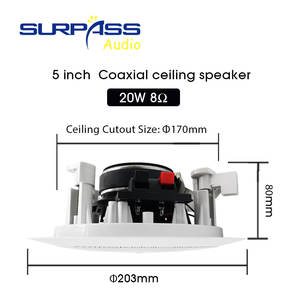 Altavoz de Techo Pasivo SURPASS SP-CR520 de Fácil Instalación, Altavoz de Techo <span class=keywords><strong>HiFi</strong></span> de 5 Pulgadas y 8 Ohmios con Buena Calidad de Sonido - Product Image 2