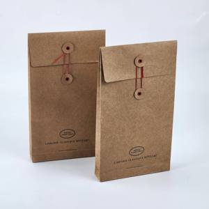 Enveloppe en papier <span class=keywords><strong>kraft</strong></span> écologique personnalisée avec fermeture à bouton et cordon - Product Image 6