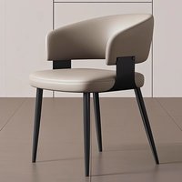 Chaise de salle à manger rembourrée de style italien minimaliste, luxe léger, nordique moderne, avec accoudoirs en acier et mousse haute élasticité pour restaurant