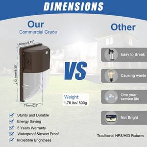 Lámpara de Pared LED con Sensor Fotoeléctrico, Luces de Seguridad para Exteriores, Iluminación para Casa, Garaje, Patio, Jardín, IP65, Certificación DLC ETL - Product Image 5