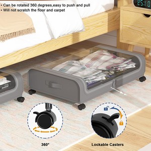 Caixa de Armazenamento Grande de 43L com Rodas para Armazenamento em Casa, Material de Tecido, Bolsa para Roupas e Calçados - Product Image 2