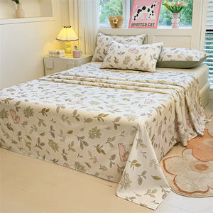 New Arrival Single or <strong>Double</strong> Cotton Flat Bed Sheet Breathable Printed Design for Student Dormitory Hotel Home Use - Product Image 3