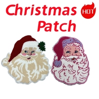 Ventes en gros de patchs brodés en chenille pour vêtements, animaux mignons de Noël, Père Noël, à coller au fer