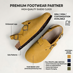 Chaussures orthopédiques à bride de talon pour hommes et femmes, doublure en cuir de vachette, cuir véritable, alternative aux <span class=keywords><strong>Birkenstock</strong></span>, sabots souples, mules, usine OEM - Product Image 2