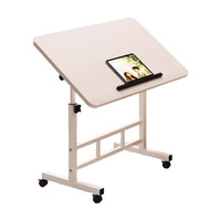 Bureau d'appoint pliable en bois avec plateau réglable et roulettes - Table d'écriture et d'ordinateur pour chambre et dortoir