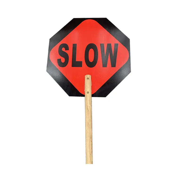 Custom 28 "Stop Sign Yard allarme riflettente di sicurezza segnale di avvertimento bordo doppio lato 12V portatile Stop Slow pagaie segno