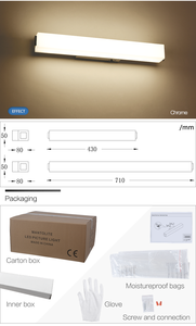 NewThingLine Modern Mirror Lamps LED <b>Wall</b> <b>Light</b> 60cm Opal Glass Polished Finish 4000K CRI90 3-Year Warranty Hotel Use IP44 - Product Image 3
