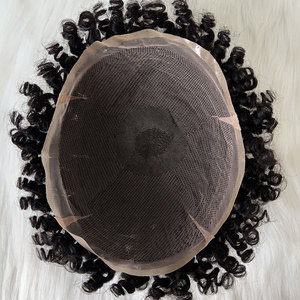 Parrucche da uomo in capelli umani 100% indiani, di alta qualità, con base Full Lace, linea frontale naturale, onda nera naturale, eccellente densità. - Product Image 4