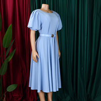 Q124 Kunden spezifische Sommerkleider Frauen Lässig Kurzarm O-Ausschnitt A-Linie Büro Lady Kleid Frauen Formelle Arbeit Karriere Kleider