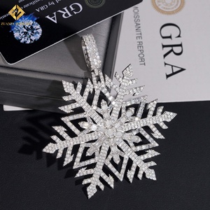 925 <b>Silver</b> Iced Out Jewelry Snowflake Pendant 925 <b>Silver</b> VVS Moissanite Baguette Cut Rhodium Plated Unisex Luxury <b>Charm</b> - Product Image 4