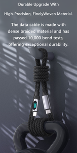 100W Nhanh Chóng Sạc USB Một Nam Để C Nam Loại Cáp C Để C Với LED Hiển Thị Điện Điện Thoại Bện 1M Cáp Dữ Liệu - Product Image 6