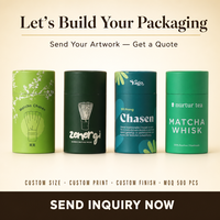 Tubes en papier matcha recyclables faits à la main personnalisables pour l'emballage de poudre, boîtes cadeaux écologiques, étiquetage personnalisé