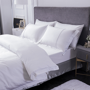 Ensemble <span class=keywords><strong>de</strong></span> literie pour chambre d'hôtel moderne, 100% coton, 350 <span class=keywords><strong>à</strong></span> 400 fils, avec ruban décoratif - Product Image 2