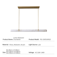 Table à manger de luxe minimaliste de style designer, en albâtre naturel et laiton, bar, fourniture en gros haut de gamme, lustre linéaire en albâtre