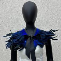 Châle en plumes multicolores avec ruban noir pour carnaval, Halloween, cosplay, fête masquée, événement, tenue assortie