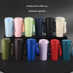 Tazza da Auto Portatile Isolata Sottovuoto da 20oz, Bicchiere in Acciaio Inossidabile con Cannuccia e Cordino, Perfetto per la Guida Quotidiana - Product Image 1