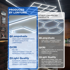हेक्सागोन विवरण कार्यशाला के नेतृत्व में काम लाइट कार धोने की दुकान मधुकंघी लैंप छत हेक्सागोनल एलईडी लाइट - Product Image 3