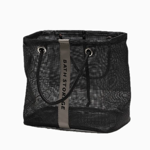 Black Mesh <b>Shower</b> Caddy Portable Bathroom Storage Basket Foldable Toiletry Organizer <b>Bag</b> with Handles for Travel Dorm - Product Image 1