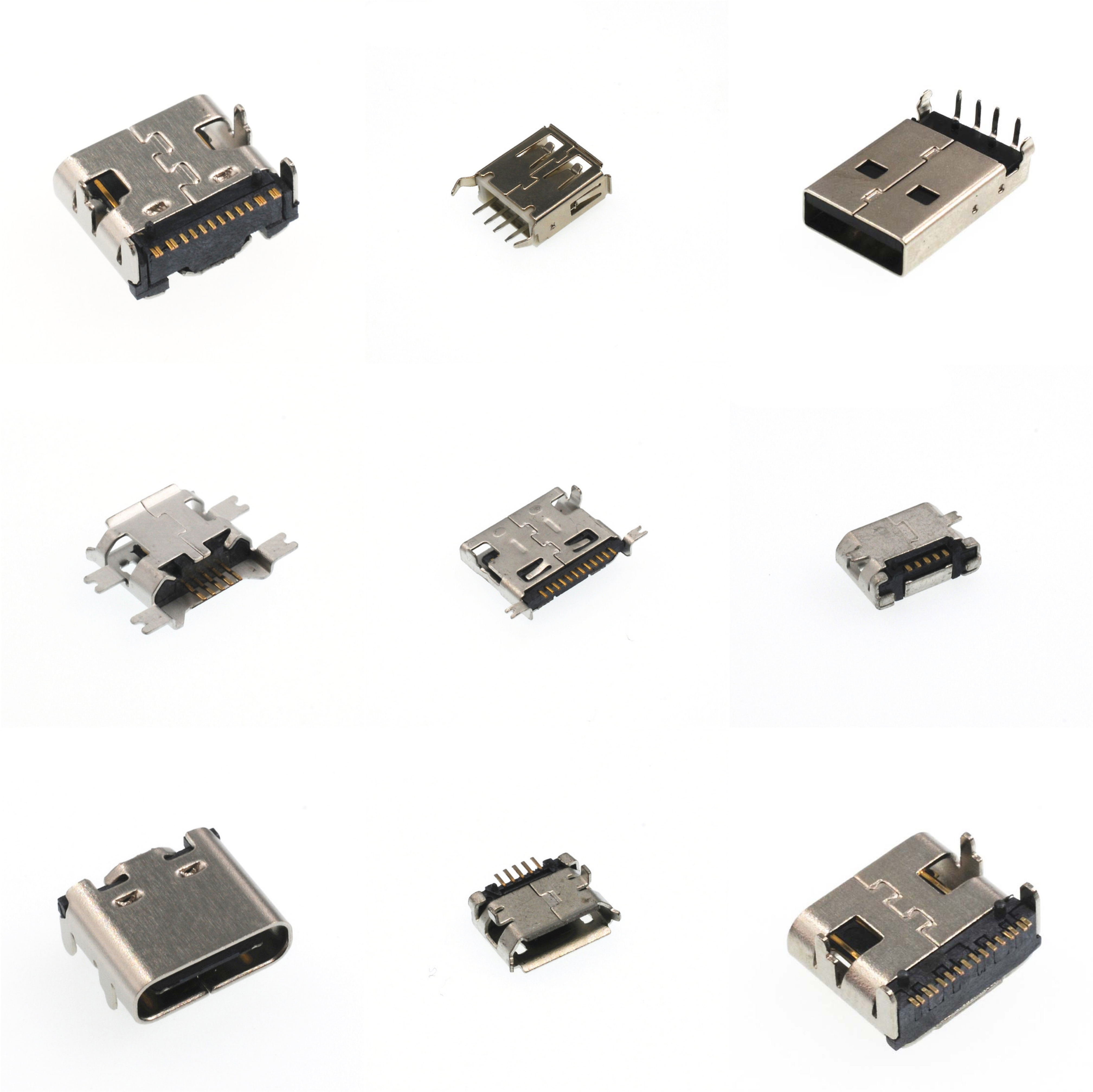 미니 마이크로 USB 여성 SMT A B C 타입 커넥터 모바일 충전 포트