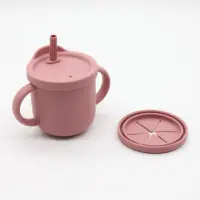 Oem कस्टम नई डिजाइन 1 में 2 नरम 3 साल + बच्चा प्रशिक्षण कप खाद्य ग्रेड सिलिकॉन कप भूसे के साथ, बच्चे कप बच्चों के लिए