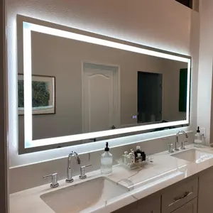 LED Lights With Anti Fog Bluetooth Smart Touch Hotel Wall Hanging Adjustable Light Source Bathroom Mirror Customization