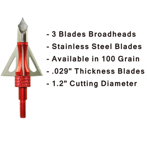 Red Chase <span class=keywords><strong>Arrowhead</strong></span> <span class=keywords><strong>3</strong></span> Cố Định Sharp <span class=keywords><strong>Blade</strong></span> Broadheads Cho Săn Bắn Ngoài Trời - Product Image 2
