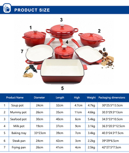 Four hollandais <span class=keywords><strong>en</strong></span> <span class=keywords><strong>fonte</strong></span> émaillée artisanale <span class=keywords><strong>française</strong></span> Ensemble de 7 pièces-Casserole allant au four avec résistance aux hautes températures - Product Image 3