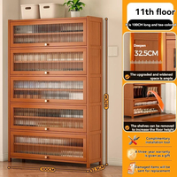 Armoire à Chaussures Transparente Économique en Bois Moderne Grande Capacité Multi-Couches avec Porte Basculante Anti-Poussière pour Entrée Domestique