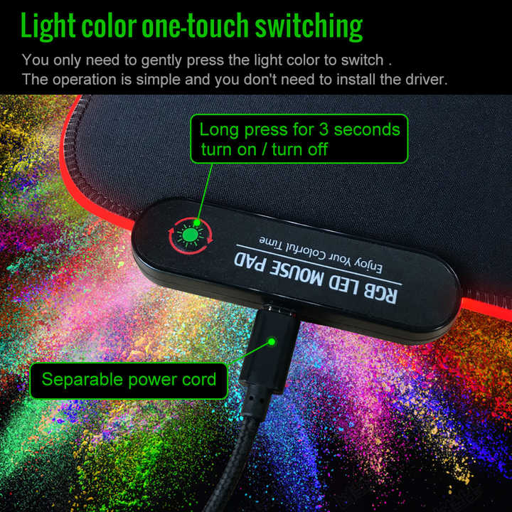 Led Panel Mouse Pad Large RGB LED Gaming Mouse Pad with Non-Slip Rubber Base - OEM Available
