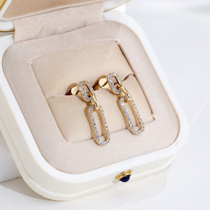 Bijoux Messi personnalisés MSE-837, boucles d'oreilles tendance en or jaune 18 carats avec diamants de laboratoire taille ronde - Product Image 3