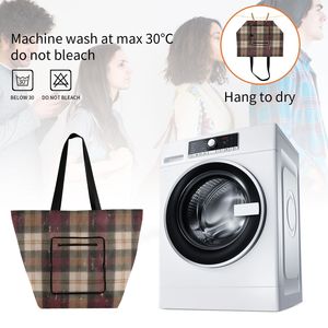 Plaid Tote <b>Bag</b> Shoulder Shopper <b>Bag</b> with Zipper Pocket Reusable Carryall for Grocery Travel Daily Use - Product Image 5
