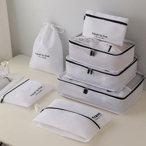 Fashion Seven-Piece Packing Cubes Travel <b>Storage</b> Bag Set Waterproof Zipper Closure for <b>Suitcase</b> Classification Clothes/Shoes - Product Image 3