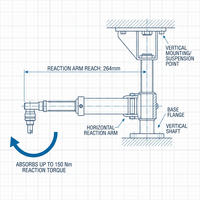 Bras de réaction de couple robuste HB-150, cylindre pneumatique 150 Nm, suspension supérieure 264 mm, support d'outil de couple industriel