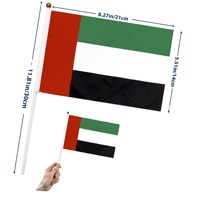 Grosir Bendera Mini Uni Emirat Arab 14X21cm Bahan Polyester 100D Cetak Kustom Dengan Tiang Plastik