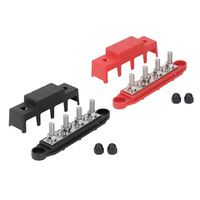 Barre de distribution de batterie M8 à 4 bornes avec couvercle isolé rouge pour véhicules électriques, solaires et applications marines