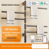 Porte-serviettes chauffant électrique rotatif intelligent pour salle de bain avec étagère de rangement en acier inoxydable, idéal pour hôtels, garantie 5 ans