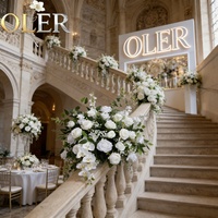 Centre de table réaliste en soie, roses rouges et orchidées, fait main, pour la décoration de la maison, des fêtes, des mariages et de la fête des mères - Vente en gros