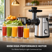 Extracteur de jus lent à froid en aluminium, goulotte d'alimentation large de 170 mm, rendement élevé en jus, double sortie, pour fruits et légumes, usage commercial et VR