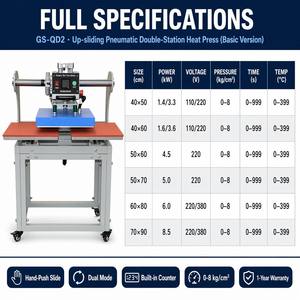 เครื่องรีดร้อนแบบอัตโนมัติสองสถานี ขนาด 16x20 นิ้ว (40x50 ซม.) สำหรับเสื้อยืด ยี่ห้อ Manufacturer รุ่นใหม่ ใช้ระบบนิวเมติก เหมาะสำหรับงานเสื้อผ้า - Product Image 5