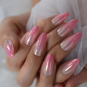 <span class=keywords><strong>Faux</strong></span> ongles pêche rose, nouveautés, ongles artificiels longs en amande, ombré métallique, <span class=keywords><strong>faux</strong></span> ongles - Product Image 3