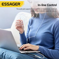 Câble adaptateur audio Essager ES-YP22 USB-C mâle vers USB-A vers prise jack 3,5 mm femelle OTG pour casque, haut-parleur, ordinateur portable