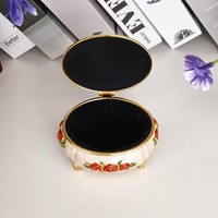 Coffret de rangement de luxe en alliage de zinc vert nacré, avec rivets argentés brillants, style moderne et vintage, pour bijoux et bibelots