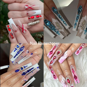 Diamantes de imitación para uñas, 12 rejillas, abalorios de <span class=keywords><strong>cristal</strong></span> multiforma con bolígrafo, diamantes de imitación para uñas, rosa y roja - Product Image 4