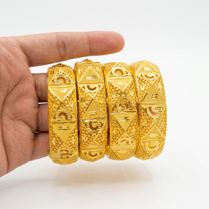 Hip Hop Style Gold Plated Brass <b>Infinity</b> Diamond <b>Bracelet</b> Bangle Set for Women's Engagement Wedding Party Jewelry Collection - Product Image 2
